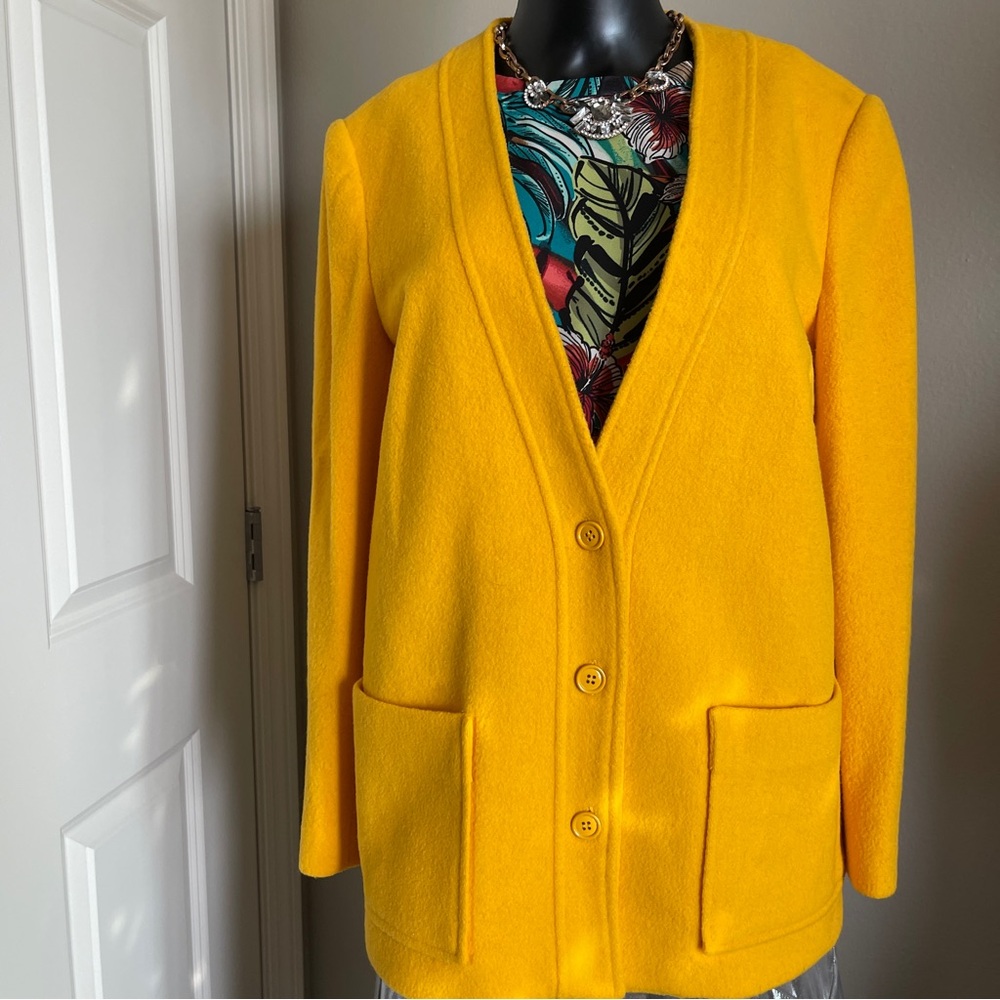 💛🌼 Mod Yellow Wool Cardigan Blazer